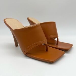 Rampage Brown Faux Leather Mule Heels Square Toe Women’s Size 8 New